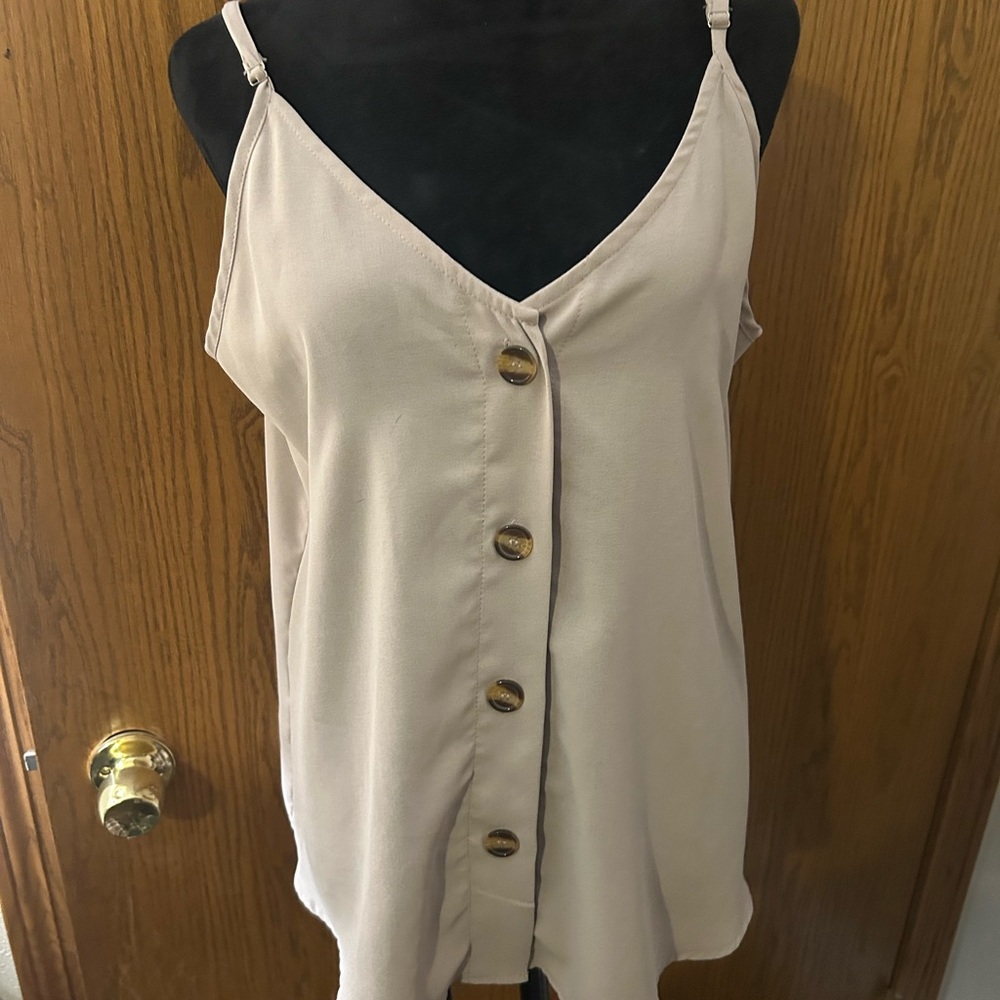 Elegant Beige Button-Front Camisole